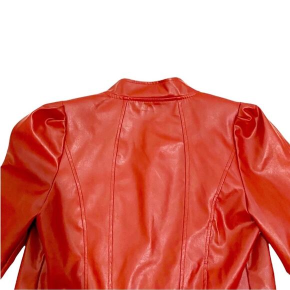 Bright Pearl Red Faux Leather Moto Jacket, Size Small 4/6* Please See Below - Picture 7 of 14